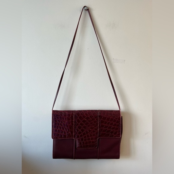 SILVANO BIAGINI Burgundy Flat Crossbody Leather Bag - Picture 5 of 16
